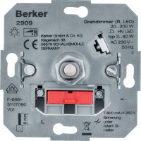 Диммер поворотний, ЛН/ВВГЛ 60-400Вт, LED 3-40Вт, 230В Berker 2909
