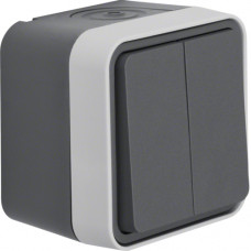 Вимикач 2-клавішний IP55, сірий, 10АX/250В W.1 Berker 30753505