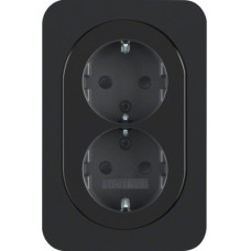 Розетка з з/к , 16А/250В, подвійна цільна, колір, чорний, глянець, R.1 Berker 47292045