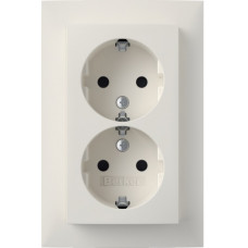 Розетка з з/к , 16А/250В, подвійна цільна, зі шторками, колір пол.білизна, матовий, S.1 Berker 47591909