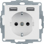 Розетка з з/к 16А/250В + 2хUSB/2.4A, А-А, колір пол.білизна, глянець, S.1 Berker 48038989