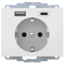Розетка з з/к 16А/250В + 2хUSB/3A, А-С, колір пол.білизна, глянець, K.1 Berker 48047009