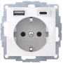 Розетка з з/к 16А/250В + 2хUSB/3A, А-С, колір пол.білизна, глянець, S.1 Berker 48048989