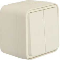 Вимикач кнопковий 2-клавішний IP55, білий, 10АX/250В W.1 Berker 50753512