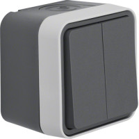 Вимикач кнопковий 2-клавішний IP55, сірий, 10АX/250В W.1 Berker WNC044