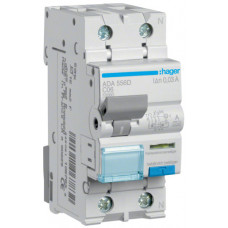 Диференційний автоматичний вимикач 1P+N 10kA C-6A 30mA A, Hager ADA556D