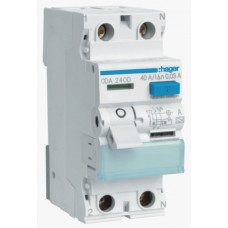 Пристрій захисного відключення ПЗВ 2P, 6kA, 40A, 30mA, A, Hager CDA240D
