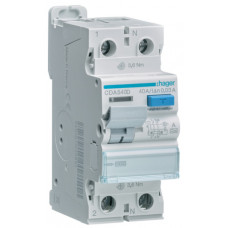 Пристрій захисного відключення ПЗВ 2P, 40A, 30 mA, A, 10kA, 2м, Hager CDA540D