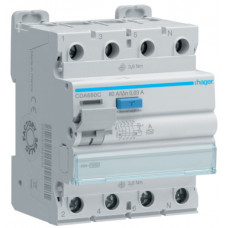 Пристрій захисного відключення ПЗВ 4P, 80A, 30 mA, A, 10kA, 4м, Hager CDA680C