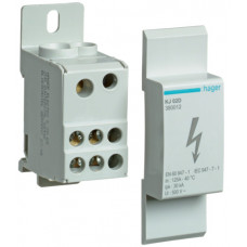 Блок розподільний In=125А, ввод 1х35мм2 + 1х16мм2, вихід 6х16 мм2 Hager KJ02D