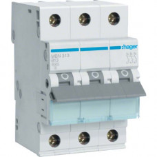 Автоматичний вимикач 3P 6kA B-13A 3M Hager MBN313