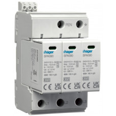 Розрядник (ПЗІП) T1+T2 3P 37,5kA 1,2kV TN-C +дод.контакт, Hager SPA930