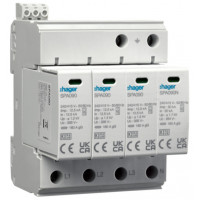 Розрядник (ПЗІП) T1+T2 4P 50kA 1,2kV TN-S TT +дод.контакт, Hager SPA931