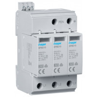 Разрядник (ПЗІП) T2 3P сменный 40kA TNC с индикацией +доп.контакт, Hager SPB315