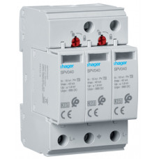 Розрядник перенапруги T2 3P 40kA Фотоелектричний, Hager SPV340