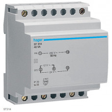 Трансформатор на DIN-рейку, 230В/24 В (1,67А), 230В/12 В (3,33А), 4м Hager ST314