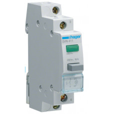 Вимикач кнопковий з поверненням з зеленим індикатором 230В/16А, 1НВ, 1м Hager SVN411