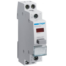 Вимикач кнопковий з поверненням з червоним індикатором 230В/16А, 1НВ+1НЗ, 1м Hager SVN452