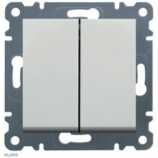 Вимикач прохідний двохклавішний, білий, Lumina Hager Hager WL0050