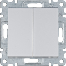 Вимикач прохідний двохклавішний, срібний, Lumina Hager Hager WL0052
