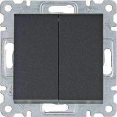 Вимикач прохідний двохклавішний, чорний, Lumina Hager Hager WL0053