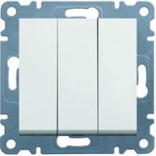 Вимикач трьохклавішний 10АХ/230В, білий, Lumina, Hager WL0070