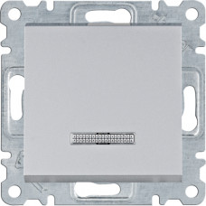 Вимикач одноклавішний з підсвічуванням, срібний, Lumina, Hager WL0212