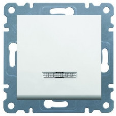 Вимикач прохідний одноклавішний з підсвічуванням, білий, Lumina Hager WL0220