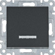 Вимикач прохідний одноклавішний з підсвічуванням, чорний, Lumina Hager WL0223