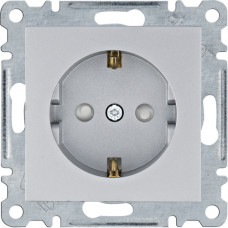 Розетка з з/к з захистом контактів, срібна, 16А/230В, Lumina Hager WL1062