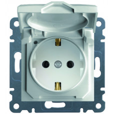 Розетка з з/к з кришкою, біла, 16А/230В, Lumina Hager WL1150