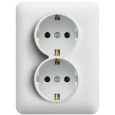 Розетка з з/к подвійна, біла, 16А/230В, Lumina Hager WL1250