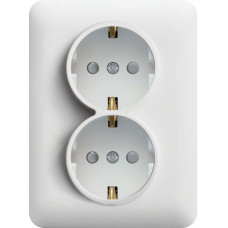 Розетка з з/к подвійна з зах.контактів, біла, 16А/230В, Lumina Hager WL1250